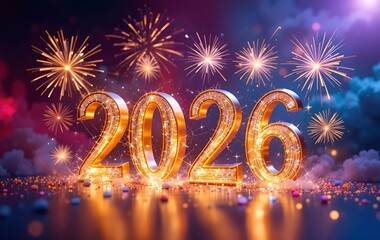 2026 New Year's Image, Fireworks, Light, Texture