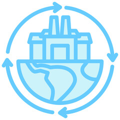 Obraz premium Climate Action dual tone blue color icon. use for modern concept, print, UI, UX kit, web and app development. Vector EPS 10, related to business, green industry, eco friendly and economy .