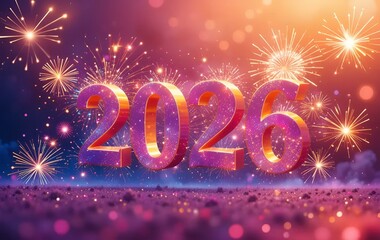 2026 New Year's Image, Fireworks, Light, Texture