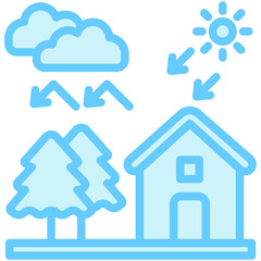 Greenhouse Gas dual tone blue color icon. use for modern concept, print, UI, UX kit, web and app development. Vector EPS 10, related to business, green industry, eco friendly and economy .