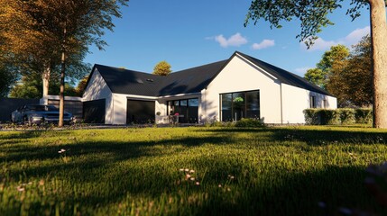Obraz premium Modern House Exterior with Lawn