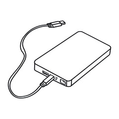 Powerbank charger electronics line art vector