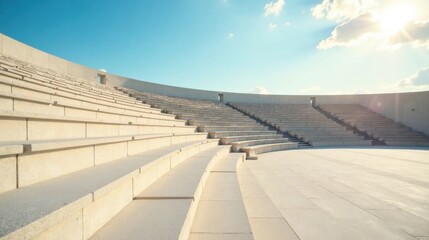 Amphitheater Seating Under a Bright Sunny Sky, Empty and Ready for an Event