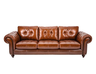 Fototapeta premium Elegant Brown Leather Sofa with Classic Design