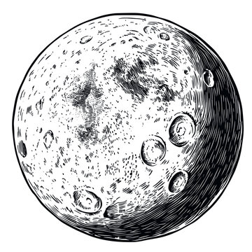 black and white moon with craters clip art preview