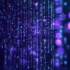 Binary code background, blue color, matrix, with lines creating a futuristic atmosphere, conveying a technological atmosphere