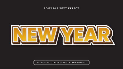 new year editable text effect with white black gold brown bold gradient style