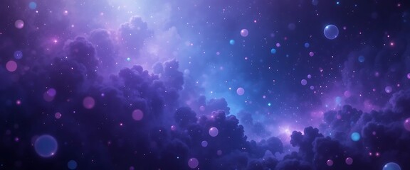 Fototapeta premium Purple Nebula Space Background with Glowing Stars