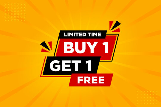 Buy one get one free template. Buy 1 get 1 free sale banner. Special Discount marketing poster design for web and Social media. Vector illustration.