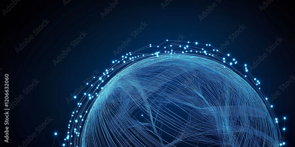 Poster planet earth rotating with futuristic digital connections on dark background