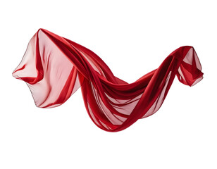 Flowing Red Fabric Drape Against a Transparent Background