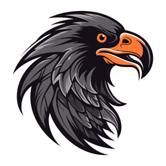 Fototapeta premium Raven head retro logo illustration animal eagle vector