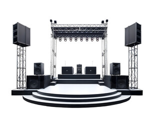 Professional Black and White Stage Setup for Event or Concert