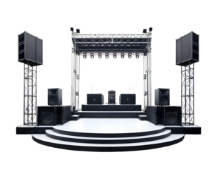 Professional Black and White Stage Setup for Event or Concert