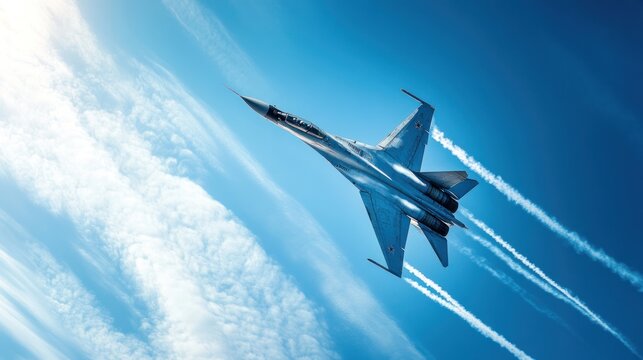 Sukhoi Su-35 Fighter Jet Soaring Through a Cloud-Streaked Sky