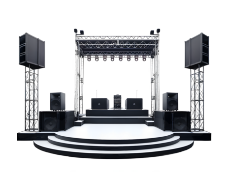 Professional Black and White Stage Setup for Event or Concert