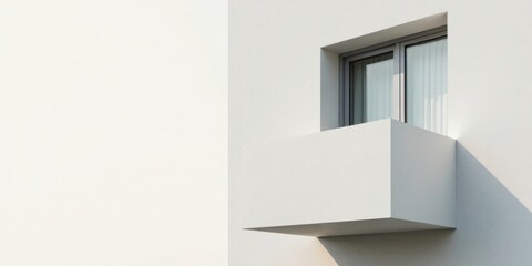 Fototapeta premium Minimalist Modern Balcony Design Featuring a Simple White Structure and Window