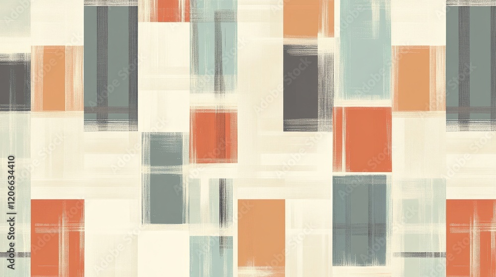 Poster abstract geometric pattern with soft colors and varied shapes.