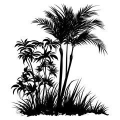 Silhouette illustration tropical plants vector
