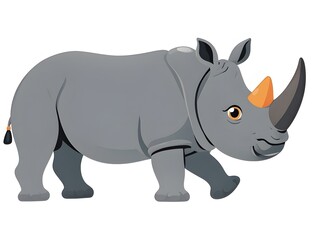 Fototapeta premium flat vector illustration in children's style about savannah animals. cute rhino on white background,isolated,nature,safari