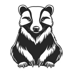 Fototapeta premium Simple badger full body linear illustration stencil animal vector