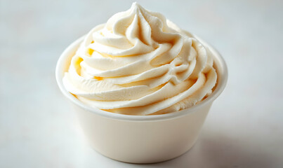 Creamy frozen yogurt swirl, cup, white background