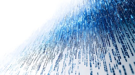 Binary code background, blue and white color, matrix, with lines creating a futuristic atmosphere, conveying a technological atmosphere