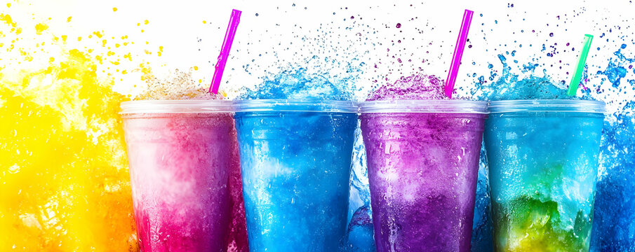 Colorful frozen drinks splash