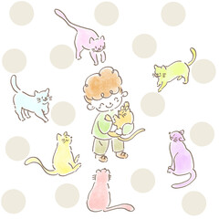 猫たちと少年