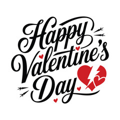 Obraz premium A Simple Happy Valentine's Day Typography Vector Design.