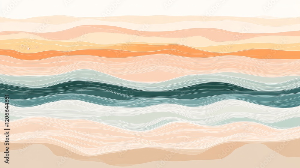 Aufkleber abstract waves in soft colors create a calming, fluid design.