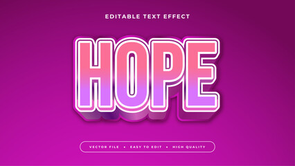 hope editable text effect with white pink purple bold gradient style