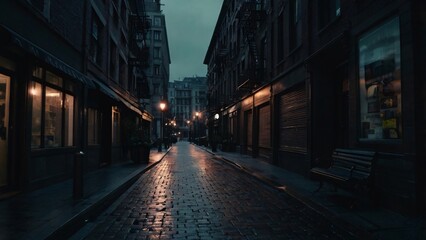Rainy Night in a City Alley