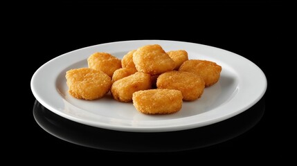 A plate of chicken nugget mockup on a black background