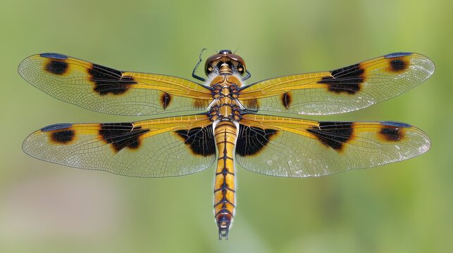 Stunning Close-Up of a Dragonfly with Intricate Wing Patterns
