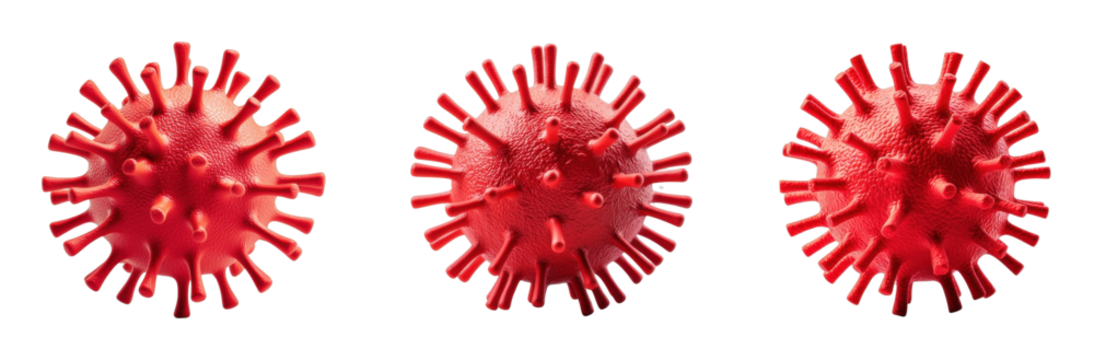 Detailed 3D render of virus structures in red