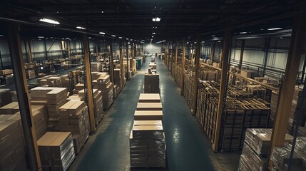 Warehouse Inventory Management, High Bay Storage, Cardboard Boxes, Logistics, Distribution Center