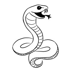 line art cartoon snake isolated on white background. reptile animals