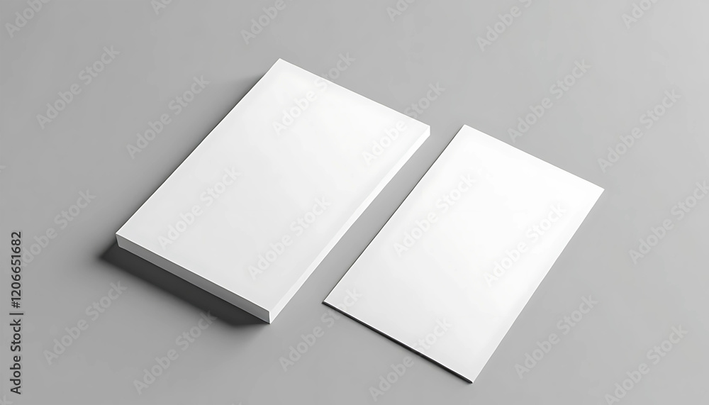 Wall mural two vertical postcard mockup blank paper template. white empty card for design in 3d rendering