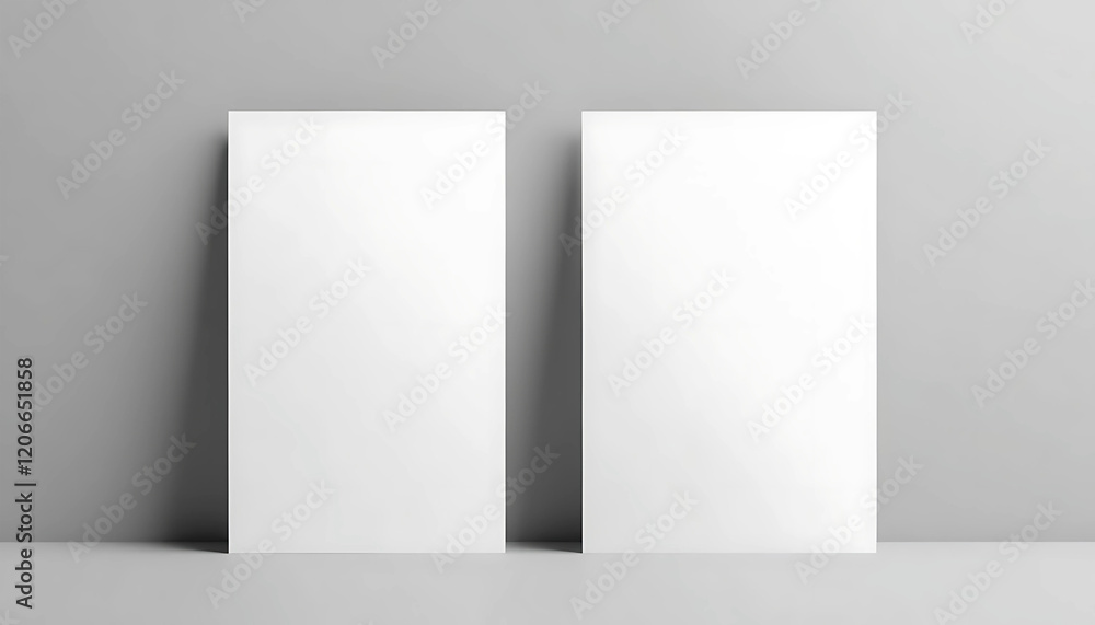 Wall mural two vertical postcard mockup blank paper template. white empty card for design in 3d rendering