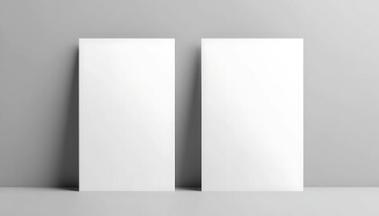 Two vertical postcard mockup blank paper template. White empty card for design in 3D rendering