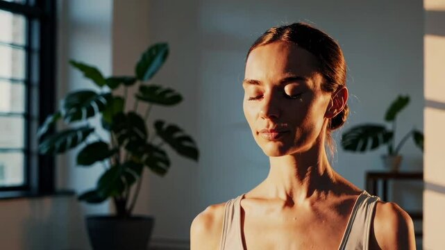 Mindful Meditation Scene with Natural Light Footage