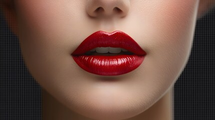 Fototapeta premium Closeup of a woman with bright red lipstick