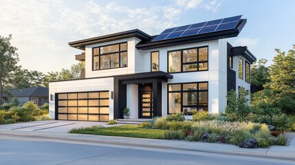 Modern Home with Solar Panels