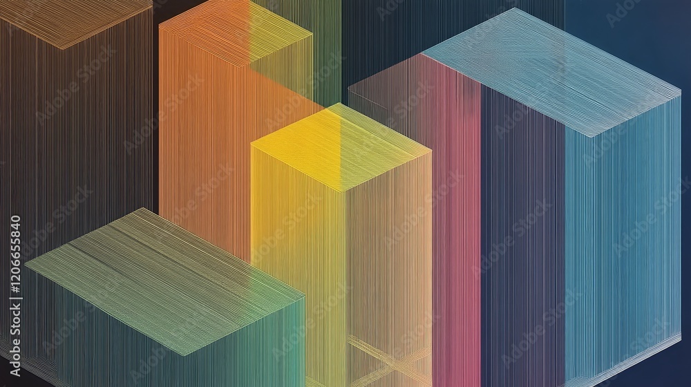 Poster abstract geometric shapes with vibrant colors and lines create a modern visual effect.