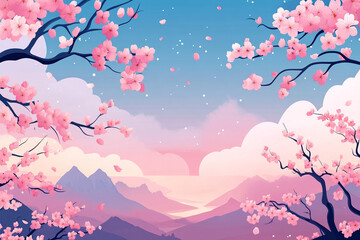 Background of cherry blossoms in spring