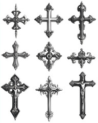 Fototapeta premium set of crosses on white