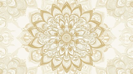 Intricate gold mandala design on a light background, symbolizing harmony and balance.