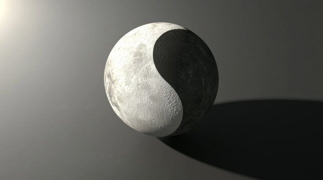 Artistic Representation of the Moon with a Yin and Yang Symbol Design Illustrating Balance and Harmony in Nature and Cosmic Forces