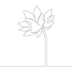 Living vegetable symbol of lotus flower . One continuous drawing line, logo single hand drawn art doodle isolated minimal illustration.